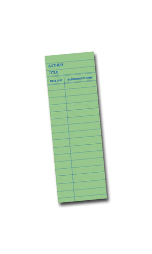 Library Card Wood Bookmark - Green